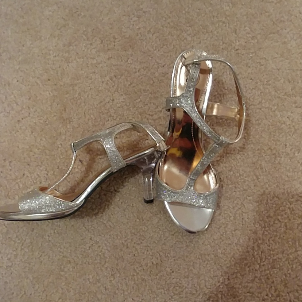 Sparkly silver heels - only worn once!!